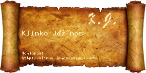 Klinko János névjegykártya